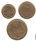 SV * URSS / Rusia LOT 1 - 2 - 3 COPEICI / KOPEEK 1961 - 1963 AUNC+ / UNC, Europa, Cupru (arama)