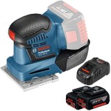 Bosch GSS 18V-10 + 1600A00B8J - Slefuitor cu vibratii 101x113 mm + Set 2 acumulatori si incarcator Li-Ion 18 V 5 Ah
