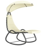Balansoar de grădină, crem, 160 x 80 x 195 cm, material textil