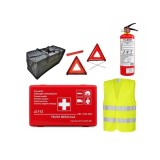 Kit siguranta auto complet omologat trusa medicala + vesta +2 triunghiuri +geanta + stingator