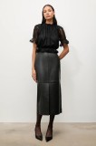 Answear.LAB fusta de piele culoarea negru, midi, drept