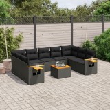 vidaXL Set canapele de grădină cu perne, 10 piese, negru, poliratan 3259521