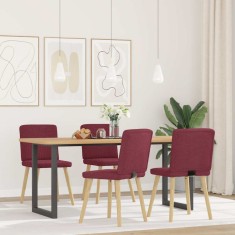 vidaXL Scaune de bucătărie, 4 buc., roșu vin, material textil