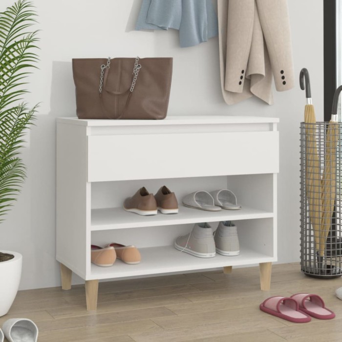 Gossi pantofar, alb, 70x36x60 cm, lemn prelucrat