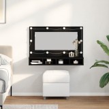 vidaXL Dulap cu oglindă LED, stejar negru, 90x31.5x62 cm