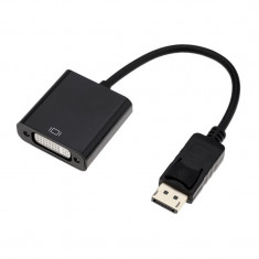 Adaptor DisplayPort (DP) tata - DVI analog Mama 24+5pin Active, suporta rezolutie full HD, mufa cablu dvi-i