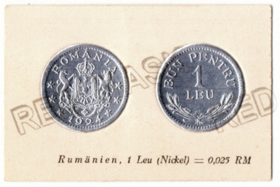 1 LEU 1924 - Aluminiu COINS, Reclama FERDINAND, Carton Embosat ( 6,5/4 cm ) foto