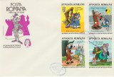 1985 Romania - FDC Disney serie Un yankeu la curtea regelui Arthur, LP 1145, Romania de la 1950, Animatii