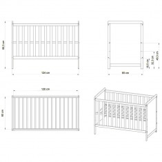 Patut copii din lemn Paula 120x60 alb