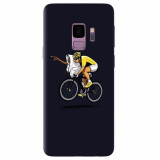 Husa silicon pentru Samsung S9, ET Riding Bike Funny Illustration