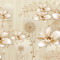 Fototapet autocolant Flori albe, papadie, mural auriu, 350 x 200 cm