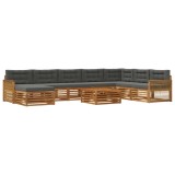vidaXL Set de canapele de exterior cu pernă 9 pcs Natural și Antracit 3383750