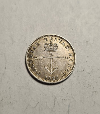 Indiile de Vest Britanice 1/8 Dollar 1822 Piesa Frumoasa de Colectie foto