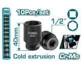 Set chei tubulare de impact Total - 10 buc, 24mm