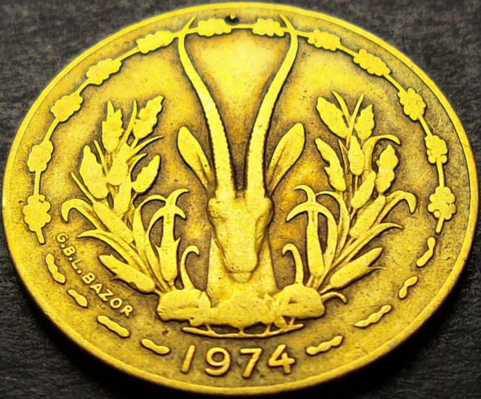 Moneda exotica 10 FRANCI - AFRICA de VEST, anul 1974 * cod 1119 C