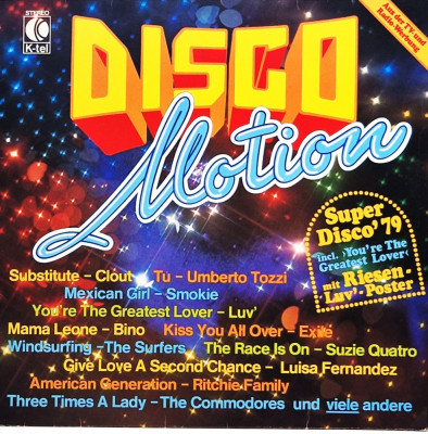 Various &amp;lrm;&amp;ndash; Disco Motion 1978 NM / VG+ vinyl LP K-tel Germania europop pop rock foto