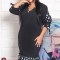 Rochie cu Volane Volio Negru - 50Marimea