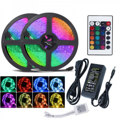 Banda LED RGB, 10 m, telecomanda, 2835 SMD foto