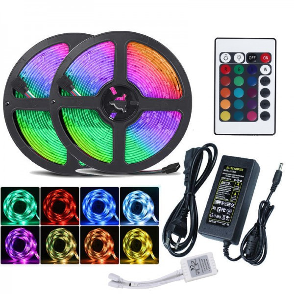 Banda LED RGB, 10 m, telecomanda, 2835 SMD