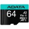 Card Memorie microSDXC Adata, 64Gb, Clasa 10 / UHS-1 U3, Cu Adaptor AUSDX64GUI3V30SA2-RA1