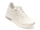 Pantofi sport SKECHERS albi, MILLION AIR, din piele ecologica