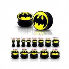 Plug pentru ureche, negru, lucios - Batman - Lățime: 4 mm