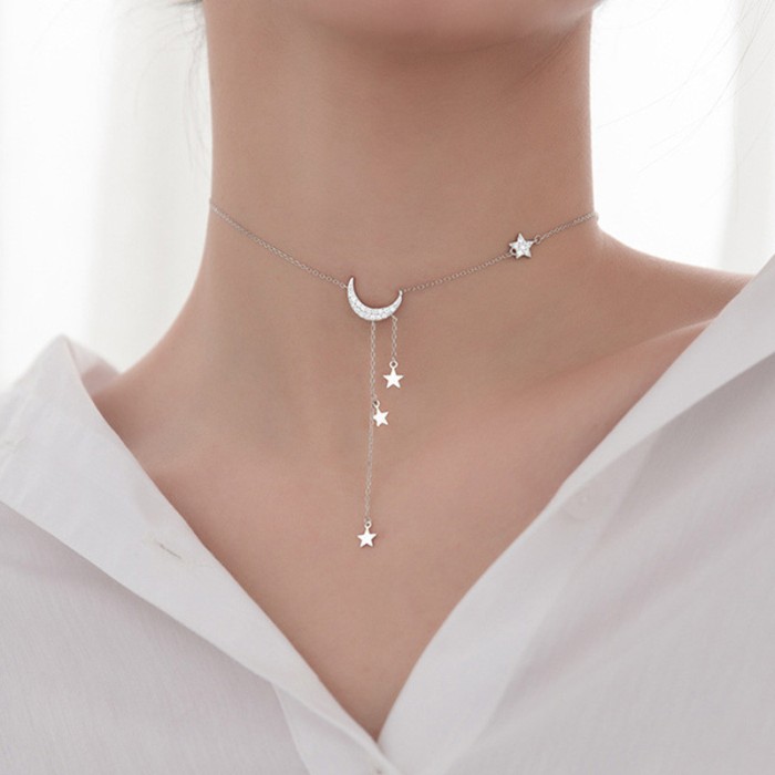 Lantisor Din Argint 925 --- LUNA SI STEA-- ARG38F