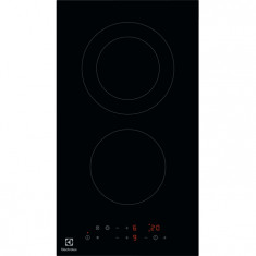 Plita incorporabila Electrolux LHR3233CK, Electrica, 2 zone de gatit, Control touch, Blocare acces copii, 29 cm, Sticla ceramica neagra