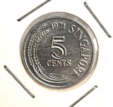Singapore 5 Cents 1971 ( FAO ) km # 8 moneda aluminiu necirculata UNC pesti fauna marina