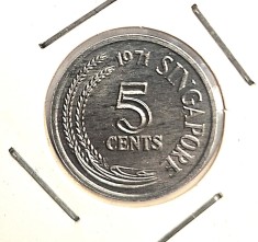 Singapore 5 Cents 1971 ( FAO ) km # 8 moneda aluminiu necirculata UNC pesti fauna marina