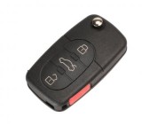 Carcasa cheie Topautochei&reg; pentru Audi A4 A6 A8 TT Quattro S4 S6 S8 Q7 4 butoane, suport pentru baterie tip CR2032, Fara Brand