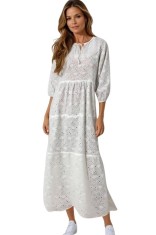 Rochie traditionala dama R25 alb/optic , marimea 2XL