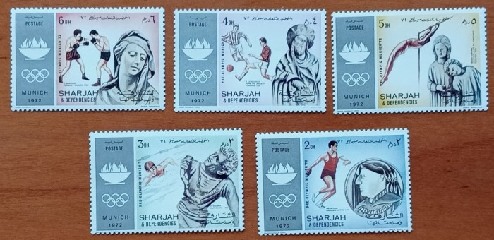 SHARJAH-&#039;&#039;SPORT-OLIMPIADA -MUNCHN 72&#039;&#039;-Set 5 val-MNH NESTAMP. -Calitate EXTRA