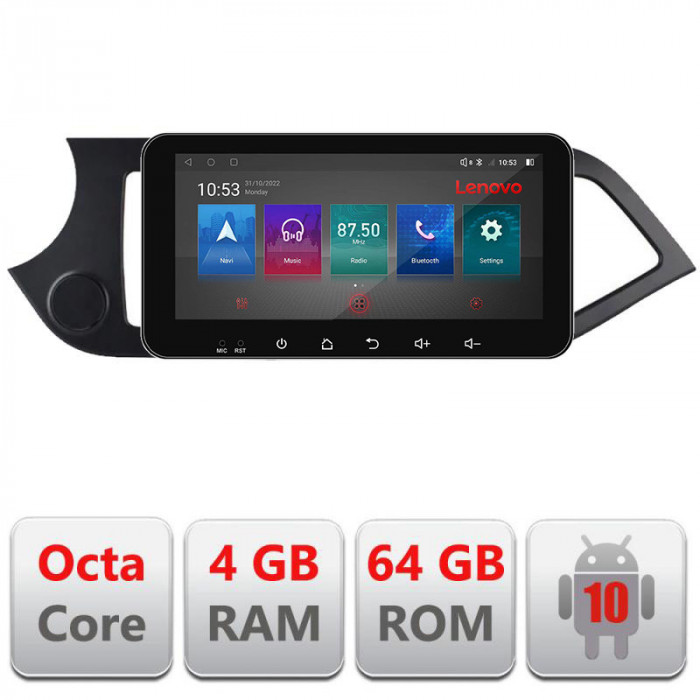 Navigatie dedicata Kia Picanto 2011-2015 I-217 4+64 Lenovo ecran 10.33&quot; Android Waze USB Navigatie Internet Youtube Radio CarStore Technology