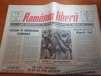 ziarul romania libera 23 ianuarie 1990-miting al ligii studentilor foto