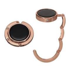 Set 2 Carlige de masa pentru genti, Kwmobile, Rose Gold/Negru, Aluminiu, 48556.10