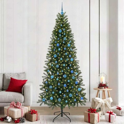 vidaXL Brad de Crăciun artificial cu 300 LED Verde 240 cm PE și PVC 3397387 foto