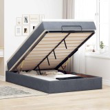 VidaXL Cadru de pat otoman cu saltea Gri &icirc;nchis 120x200cm catifea 3311178