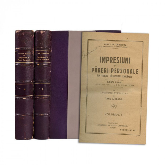 Vasile Th. Cancicov, Impresiuni și păreri personale din timpul războiului Rom&acirc;niei, 1921