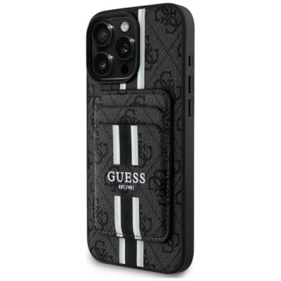 Husa pentru iPhone 16 Pro Max - Guess Cardslot 4G Stripes MagSafe (GUBPHCP16XP4RPSK) - Black foto