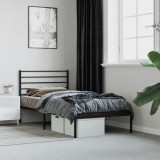 VidaXL Cadru de pat din metal cu tăblie, negru, 100x200 cm