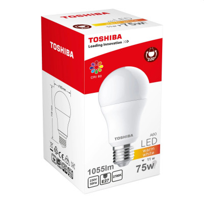 Bec LED A60, E27, putere 11W, lumina alb rece, Toshiba foto