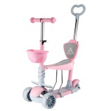 Trotineta 5 in 1 cu roti luminoase Action One, Kinder XS, Roz