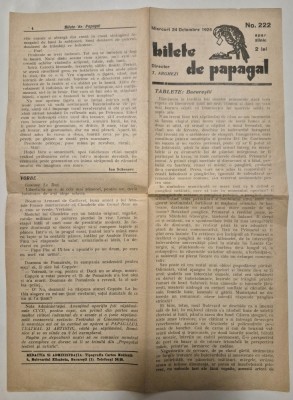Tudor Arghezi - Bilete de Papagal Nr 222/24 Oct 1928 foto