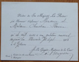 Invitatie a Reginei Elisabeta la un dineu oficial , 1906