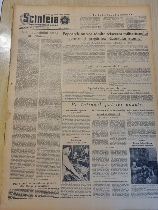 scanteia 21 ianuarie 1955-art. regiunea barlad,deva,snagov