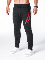 Pantaloni pentru barbati de trening negru slim cu banda siret si buzunare P660 foto