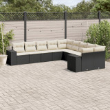 vidaXL Set canapele de grădină cu perne, 10 piese, negru, poliratan 3255443