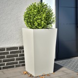 Gossi jardiniere de gradina, 2 buc., alb, 45x45x75 cm, otel