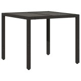 Cumpara ieftin Masa gradina cu blat din sticla, negru, 90x90x75 cm, poliratan